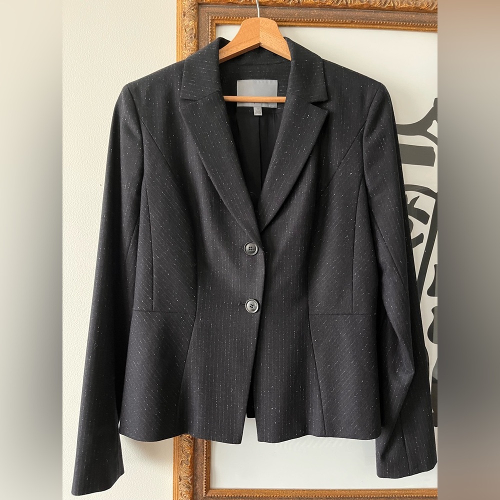Classiques Entier Navy Pinstripe Wool Blazer